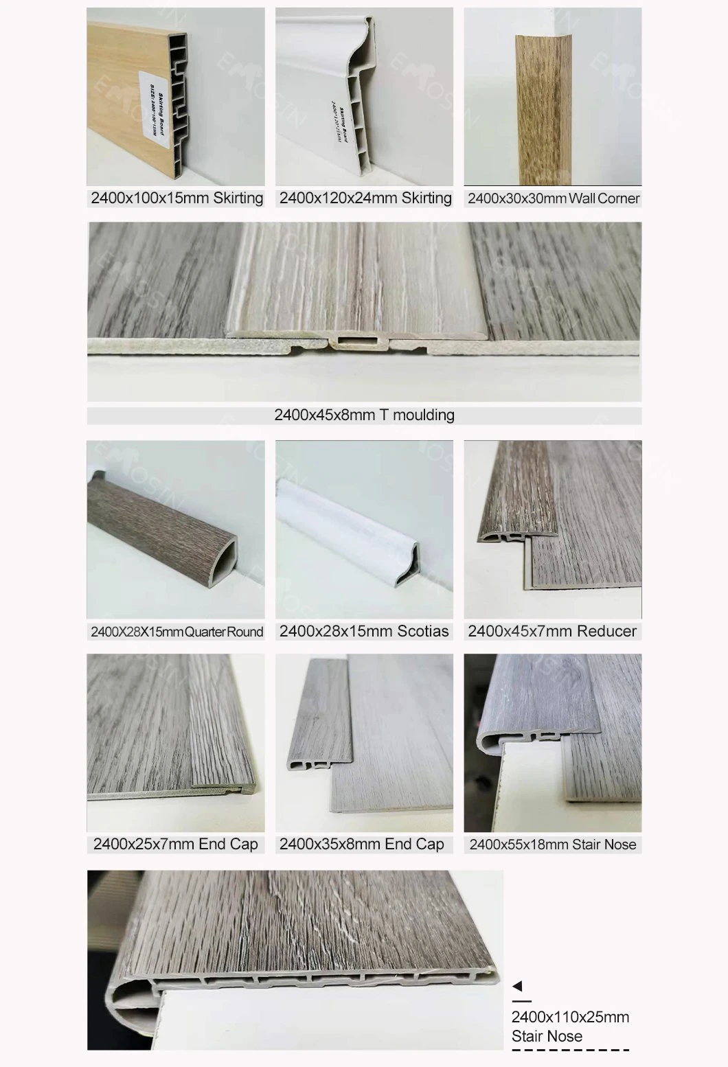 High Quality Ecofriendly Waterproof Lvt/Spc/MDF/Painted/Solid/Wood/Wooden/Plastic Flooring Stair Nosing Accessories