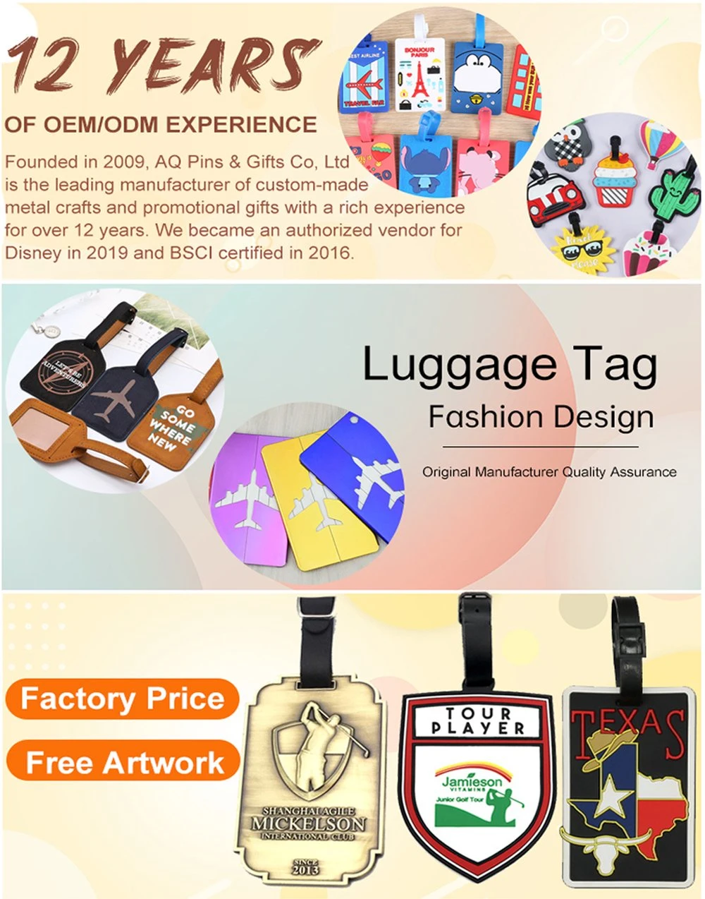 Factory Supply Cheapest Custom Genuine Brown Leather Hang Your Brand in Brown Golf Accessories Leather Bag Tag