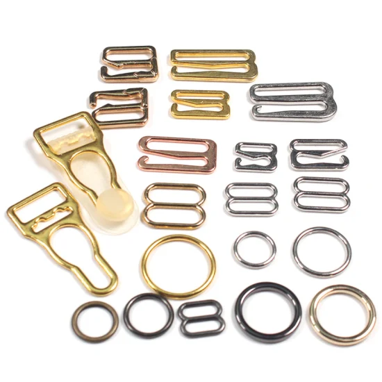 Material de liga de zinco de metal de arco-íris de venda quente personalizado novo achados anel e gancho e controle deslizante para sutiã